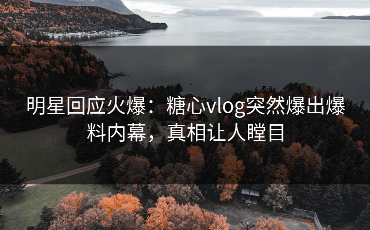 明星回应火爆：糖心vlog突然爆出爆料内幕，真相让人瞠目