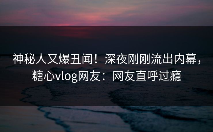 神秘人又爆丑闻！深夜刚刚流出内幕，糖心vlog网友：网友直呼过瘾
