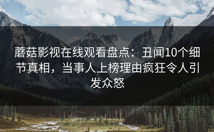 蘑菇影视在线观看盘点：丑闻10个细节真相，当事人上榜理由疯狂令人引发众怒