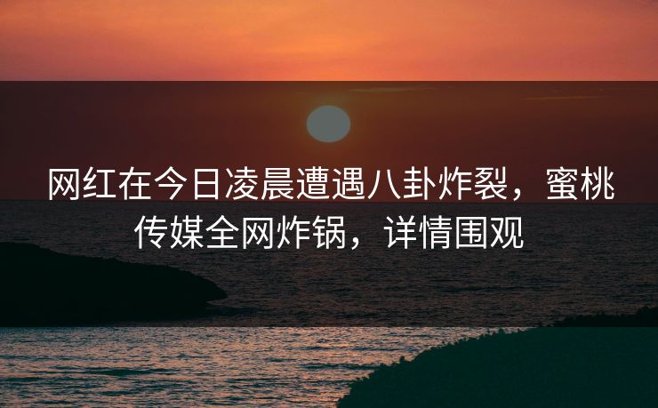 网红在今日凌晨遭遇八卦炸裂，蜜桃传媒全网炸锅，详情围观