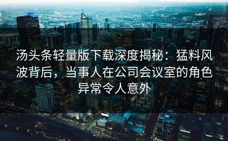 汤头条轻量版下载深度揭秘：猛料风波背后，当事人在公司会议室的角色异常令人意外