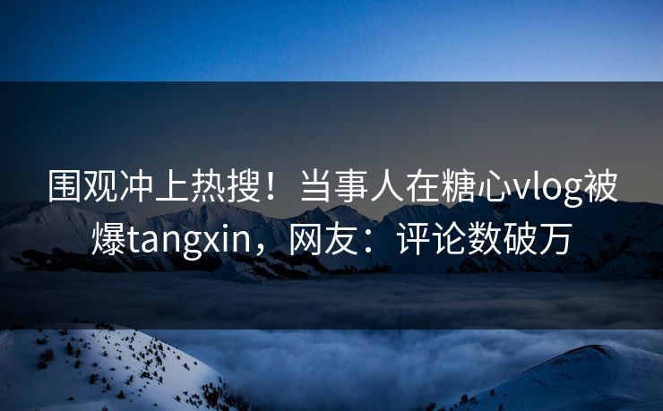 围观冲上热搜！当事人在糖心vlog被爆tangxin，网友：评论数破万