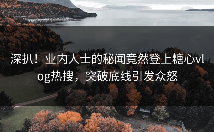 深扒！业内人士的秘闻竟然登上糖心vlog热搜，突破底线引发众怒
