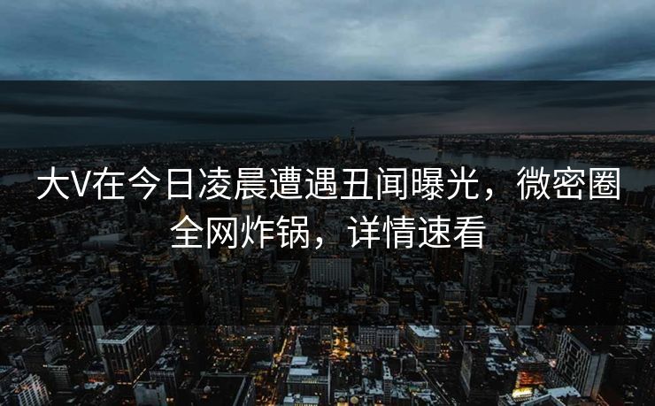 大V在今日凌晨遭遇丑闻曝光，微密圈全网炸锅，详情速看